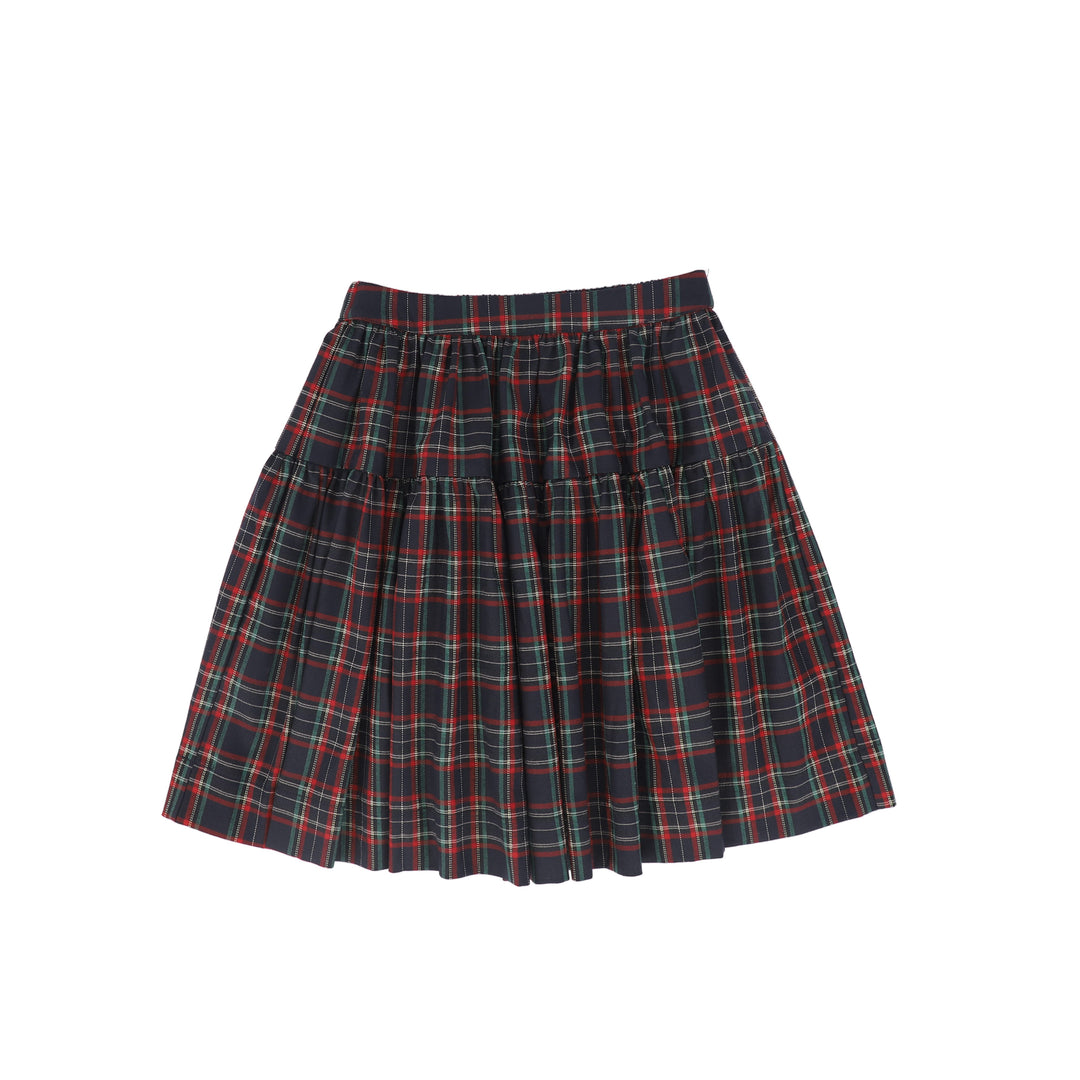 C-29442 Plaid Gathered Flare Skirt Plaid