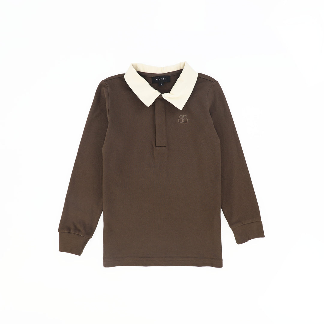 C-29858 Corduroy Collar Polo Brown