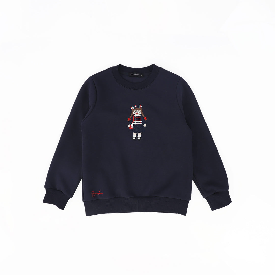 C-29869 Doll Embroidered Sweatshirt Navy