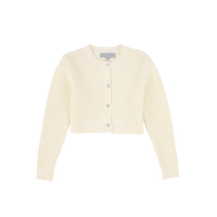 C-29880 Textured Button Down Cardigan - Cream