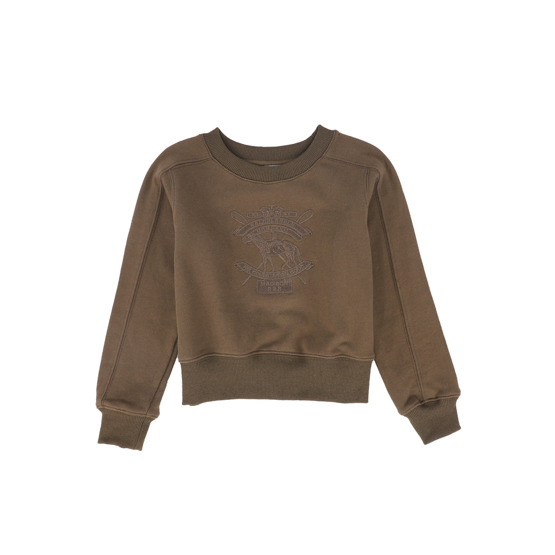 C-29897 Embroidered Seam Sweatshirt - Brown