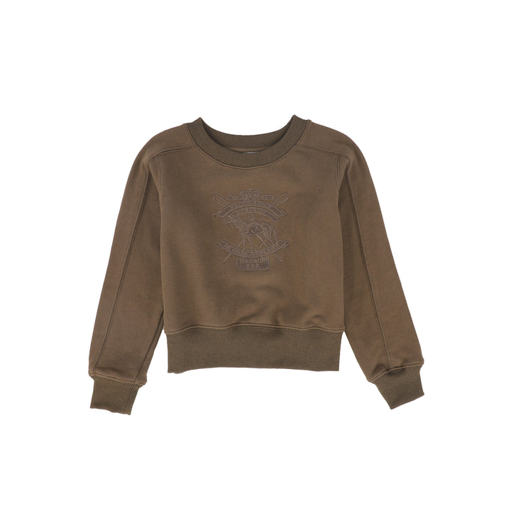 C-29897 Embroidered Seam Sweatshirt - Brown