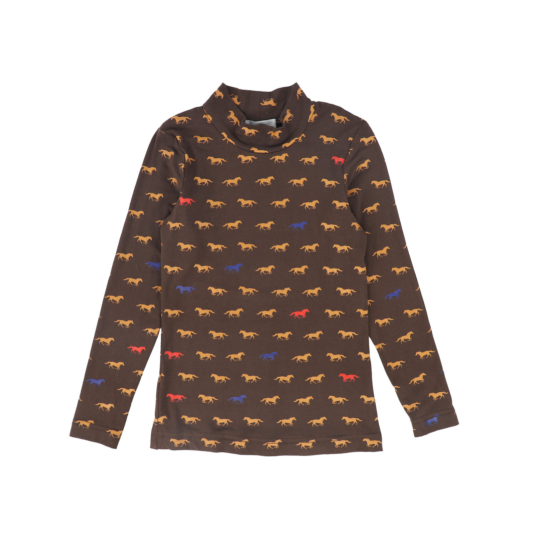 C-29994 Horse Print Turtleneck - Brown