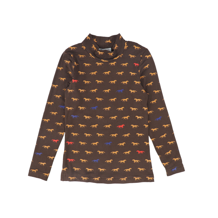 C-29994 Horse Print Turtleneck - Brown