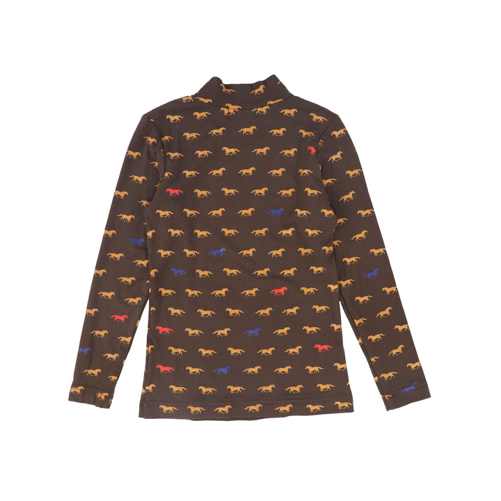 C-29994 Horse Print Turtleneck - Brown