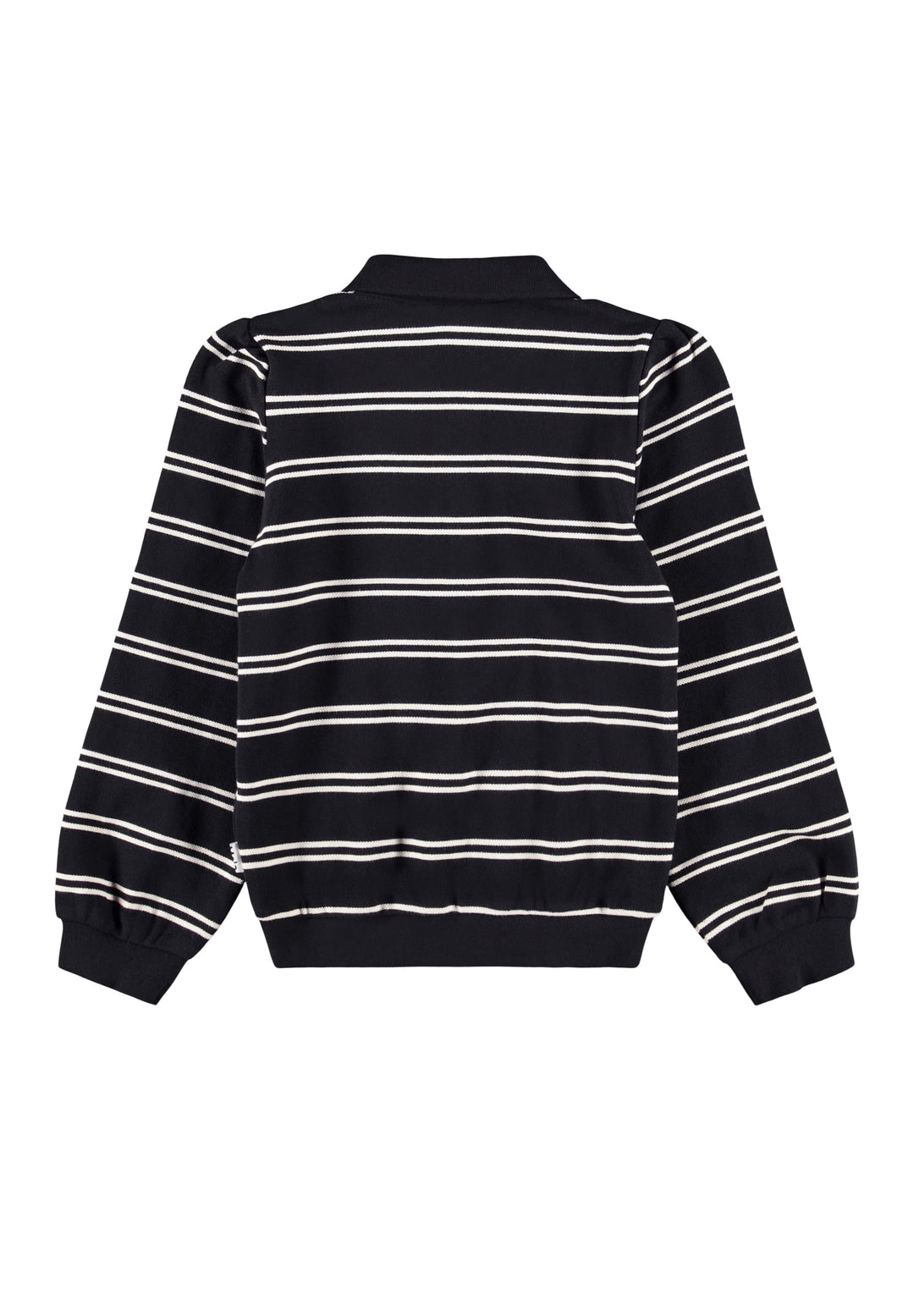 Ravi Poloshirt Long sleeve - Black Ivory Stripe