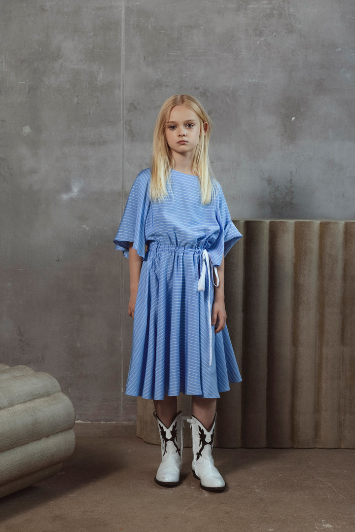 DALE DRESS-SKY BLUE SATIN