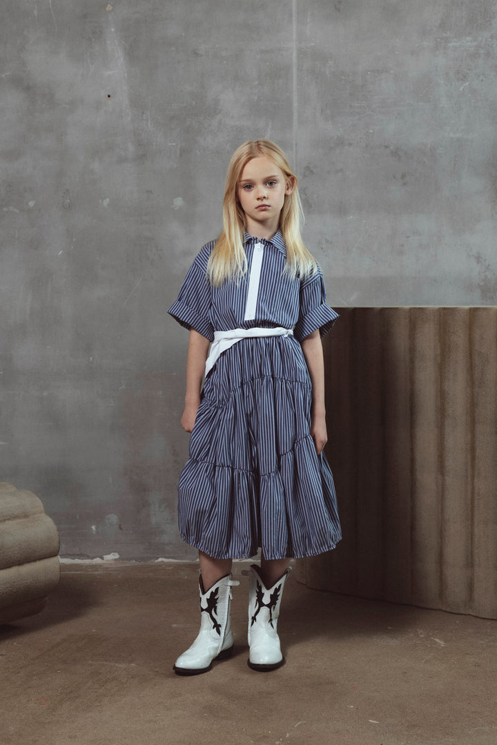 CORA DRESS-NAVY STRIPES
