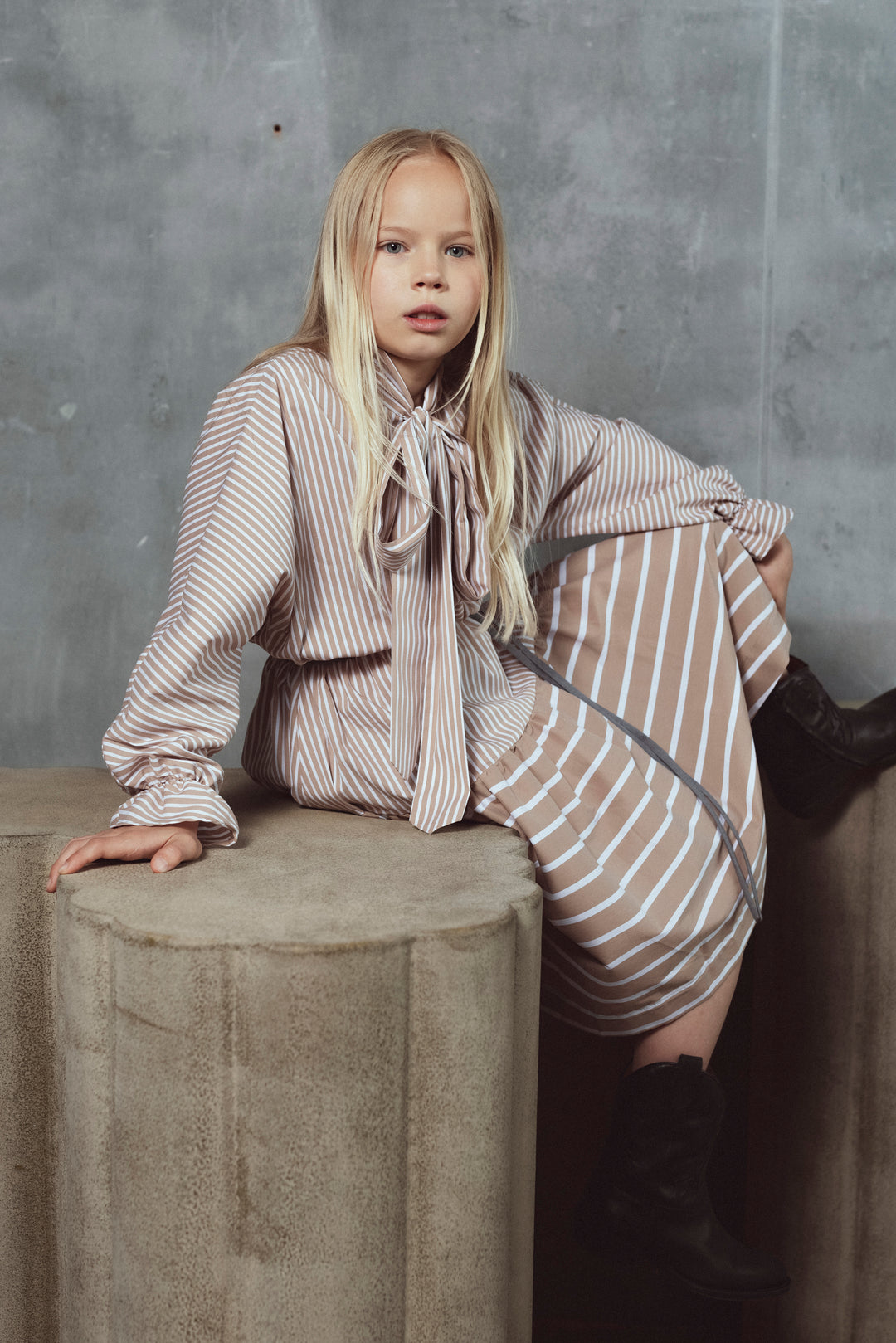 ERIN DRESS-CACAO STRIPES