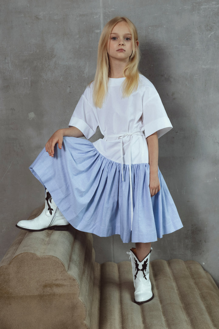 CHLOE DRESS-WHITE/BLUE