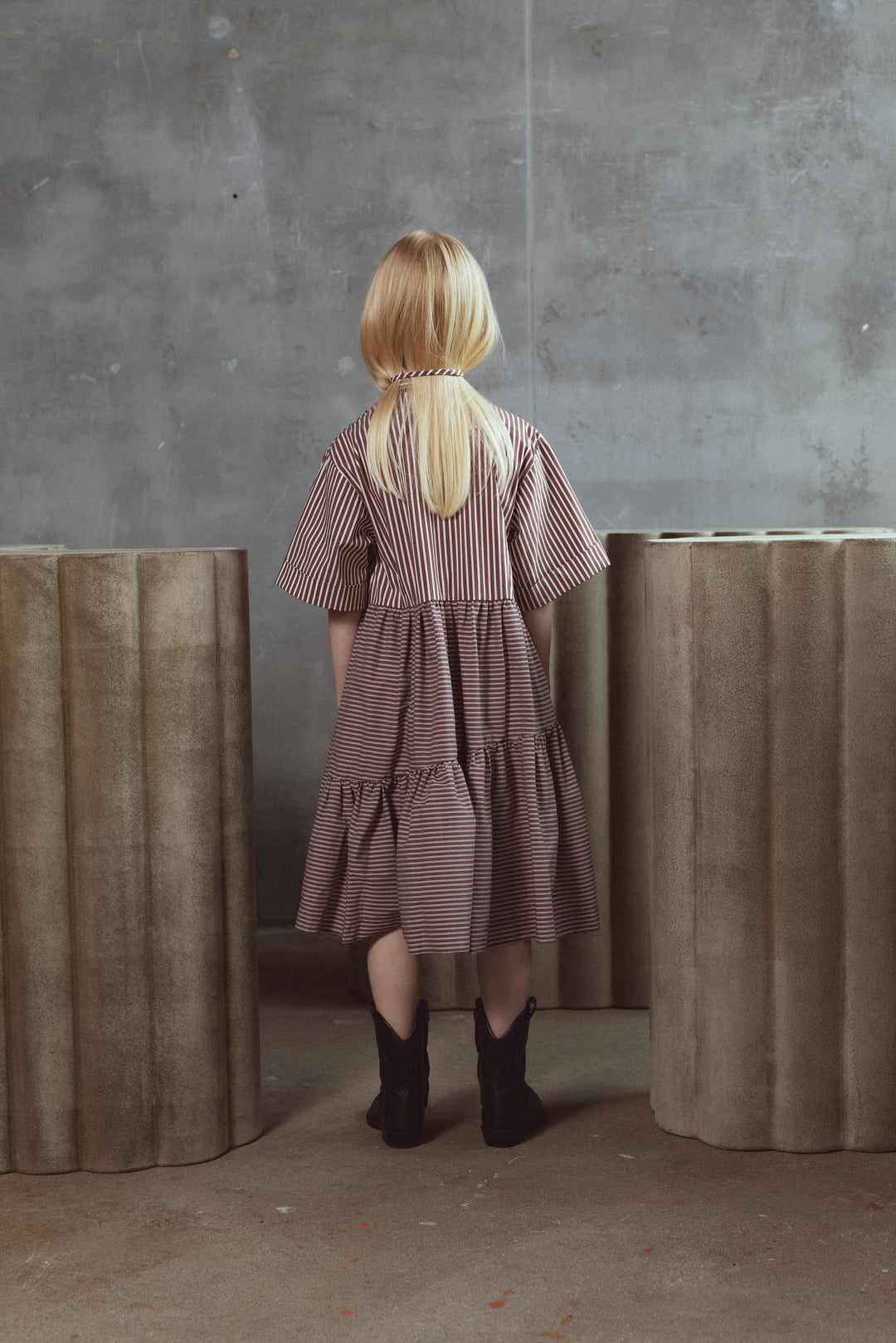 AVA DRESS-RUBY/MILK STRIPES