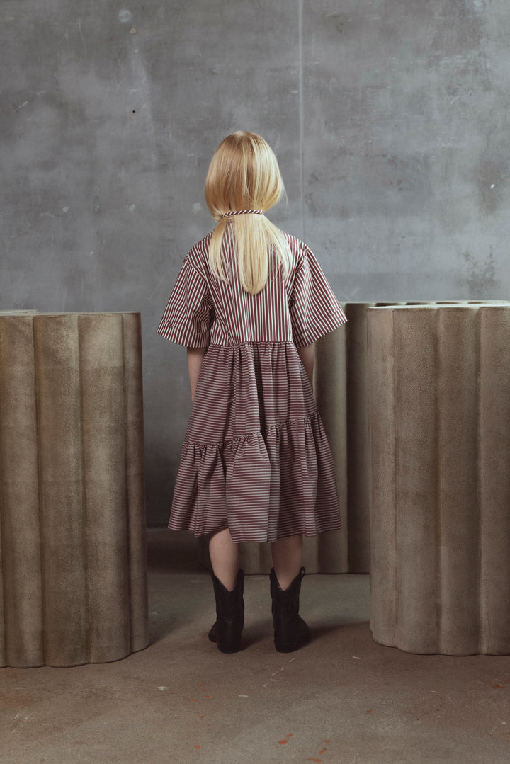 AVA DRESS-RUBY/MILK STRIPES