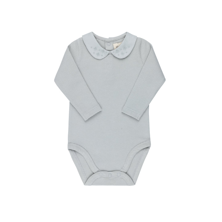 Embroidered Collar Collection- Blue - Bodysuit and overalls