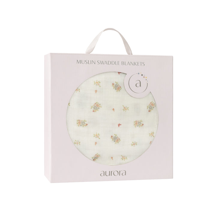 Jersey Cotton Floral Print Collection Ivory Pink Muslin Swaddle