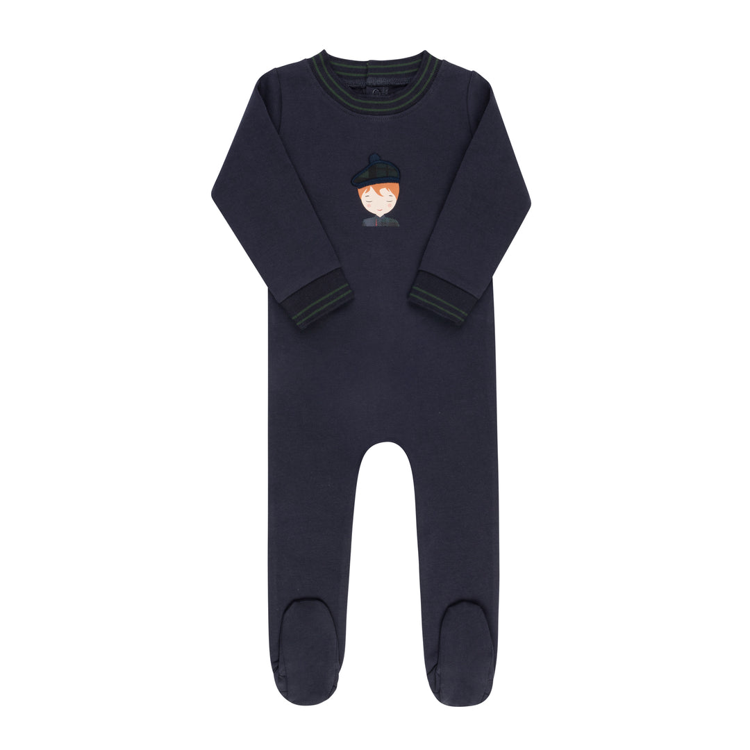 AW26-0066-F French Terry Scottish Collection Footie  - Navy