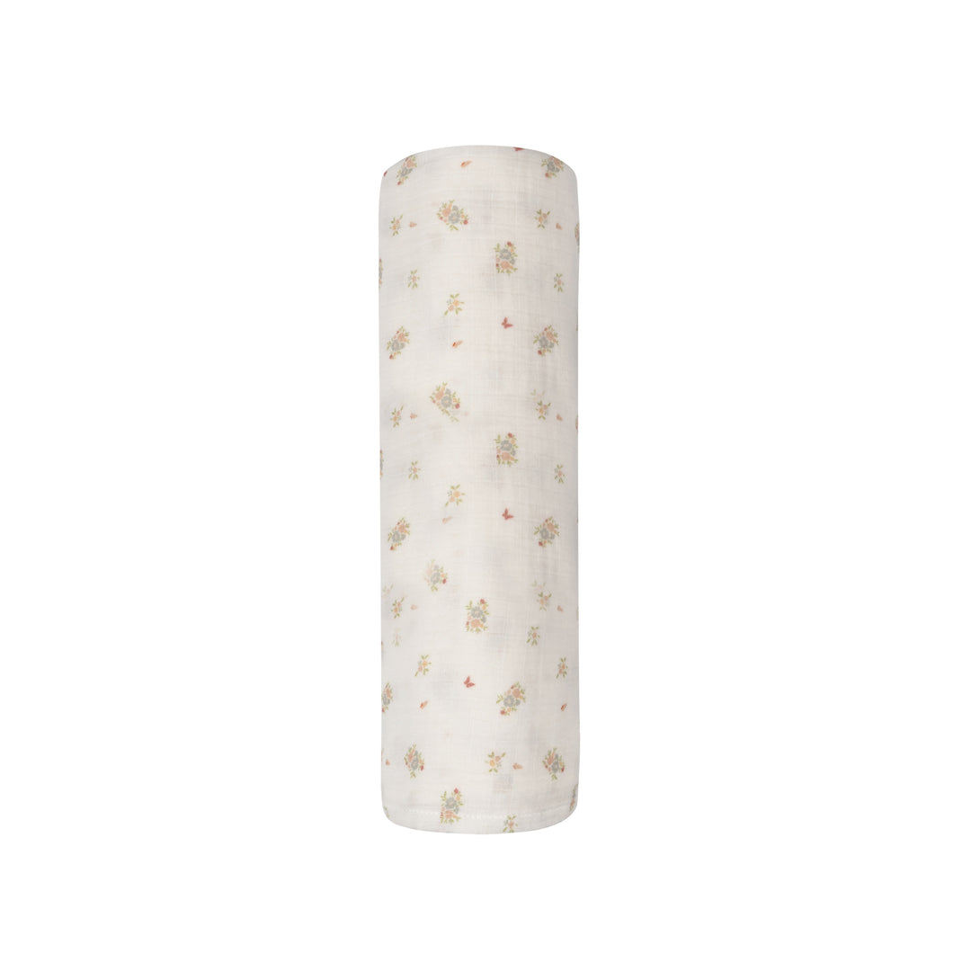 Jersey Cotton Floral Print Collection Ivory Pink Muslin Swaddle