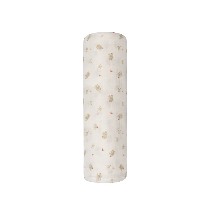 Jersey Cotton Floral Print Collection Ivory Pink Muslin Swaddle