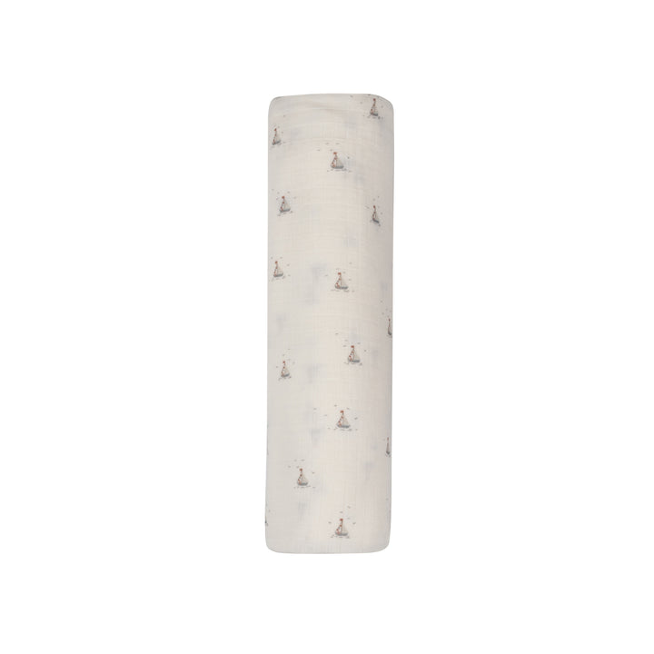 Jersey Cotton Nautical Collection Ivory Blue Muslin Swaddle