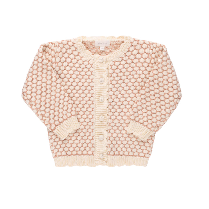 POINTELLE KNIT COLLECTION CARDIGAN/OVERALLS/BONNET-Pink
