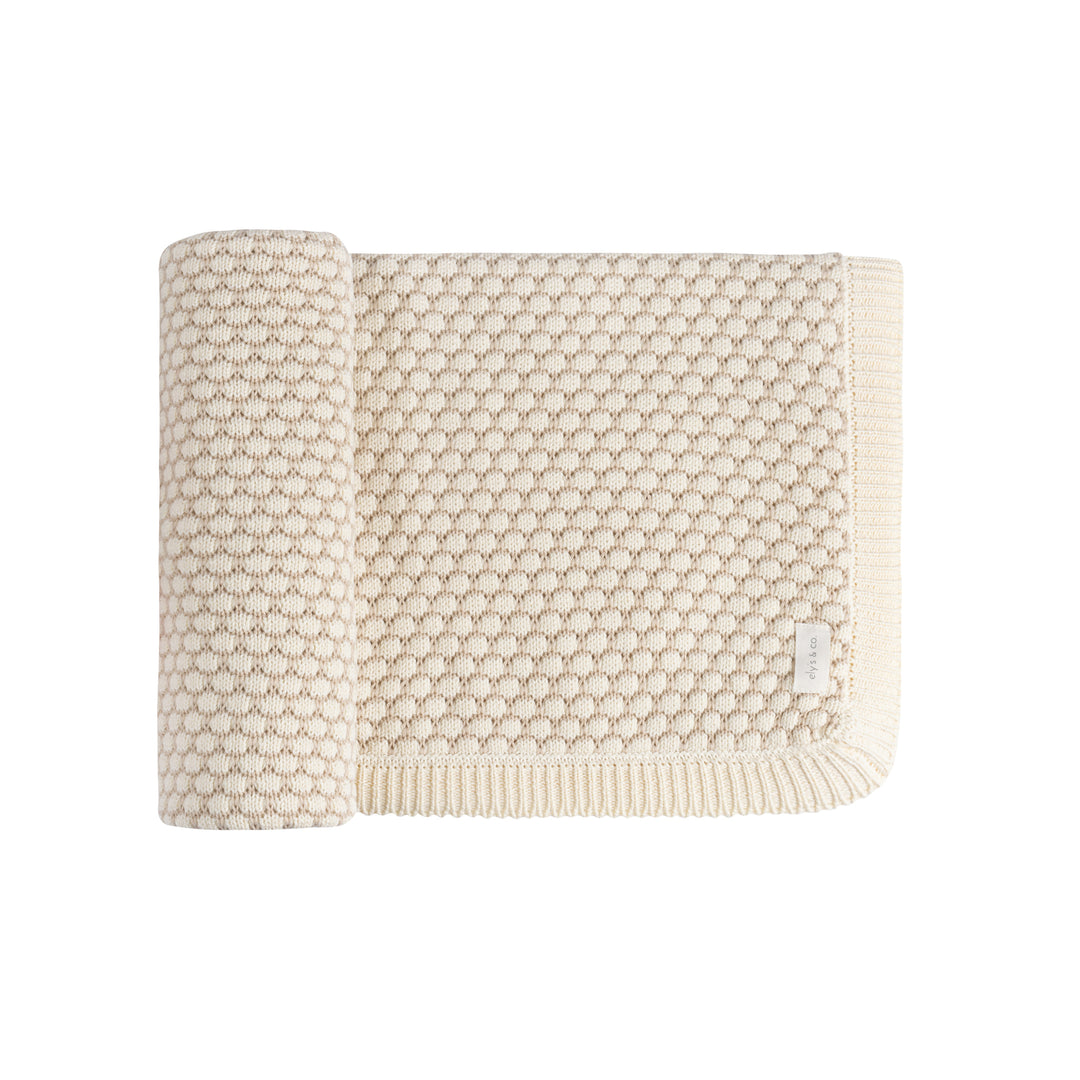 POINTELLE KNIT COLLECTION BLANKET-Beige