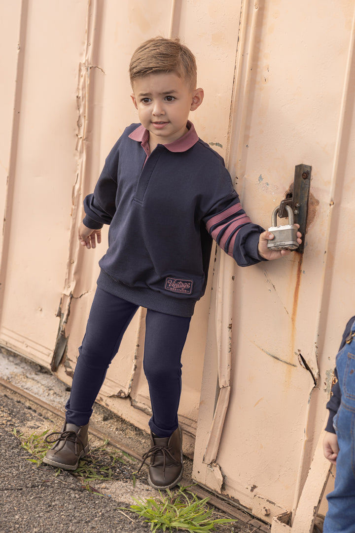 LNA-015 NAVY CLE SWEATSHIRT POLO