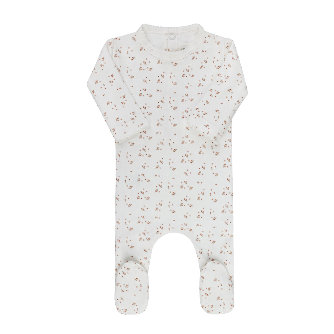 AW26-0084-F Floral Leaf Collection Footie Ivory Girl