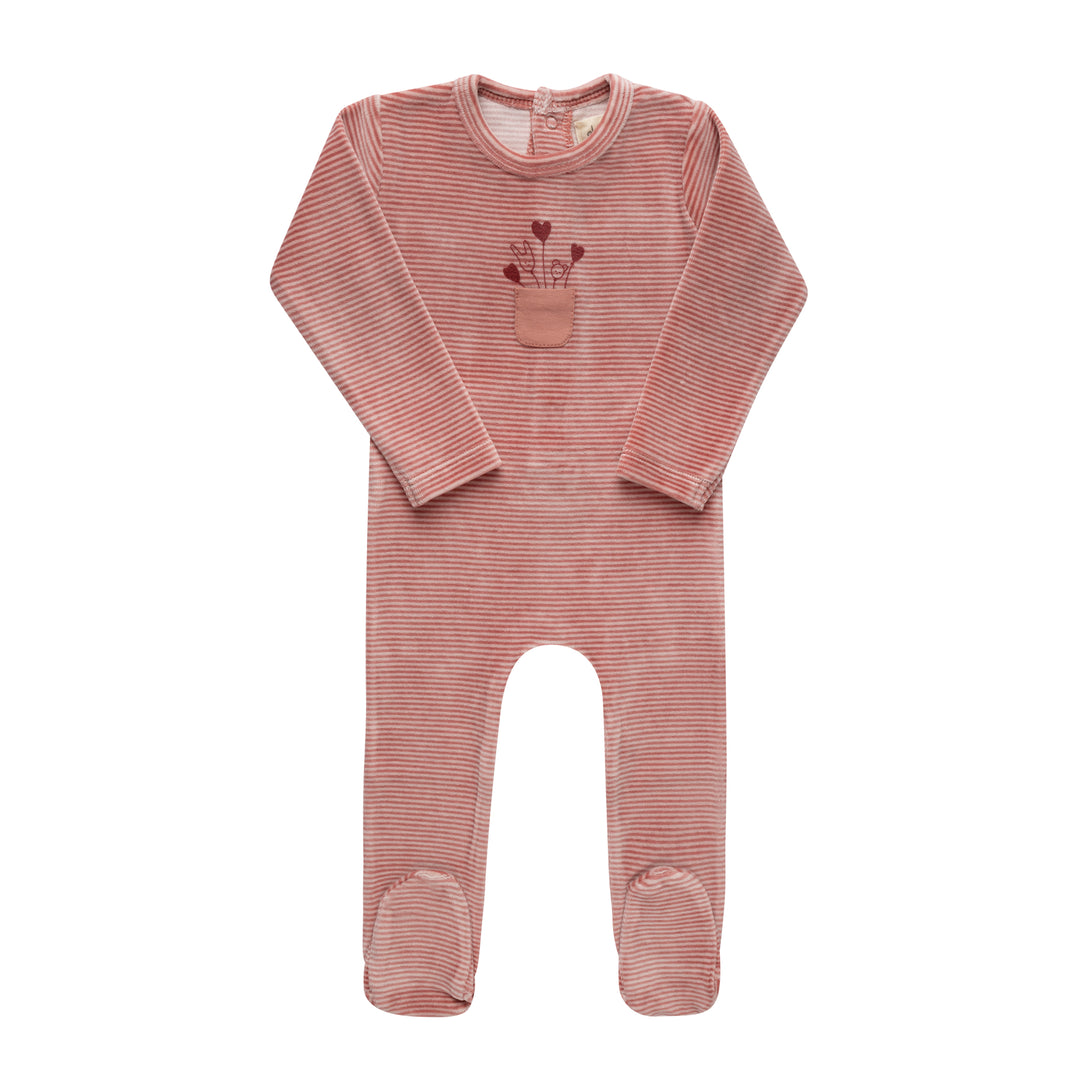 AW26-0032-F Stripe Collection Footie  - Pink
