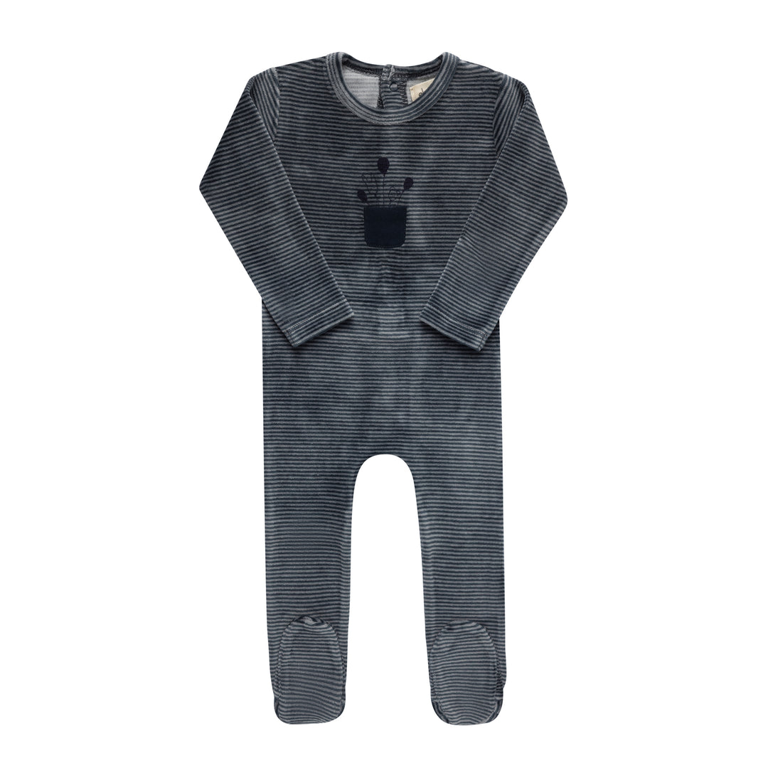 AW26-0034-F Stripe Collection Footie  - Blue