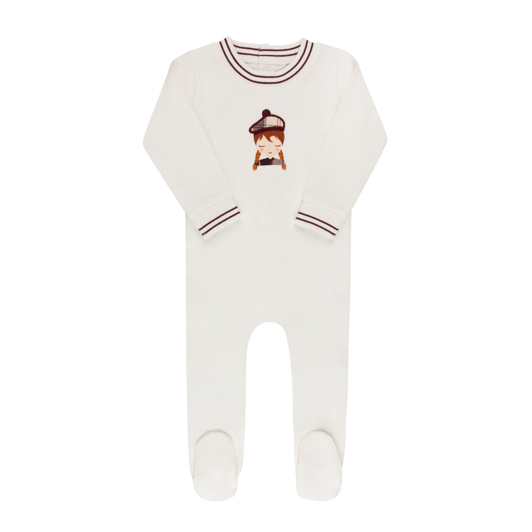 AW26-0063-F French Terry Scottish Collection Footie  - Ivory Pink