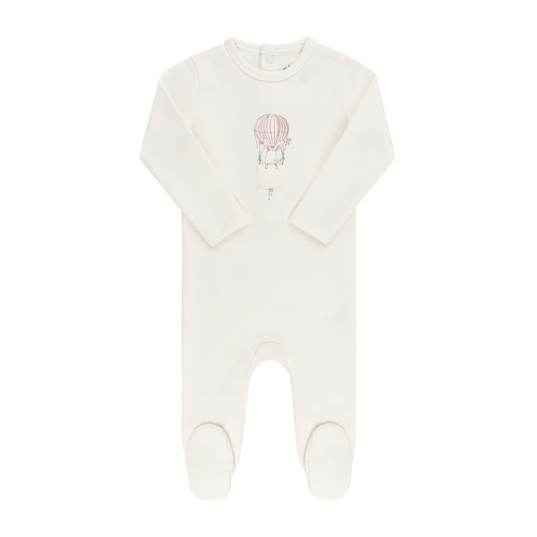 FRENCH TERRY-HOT AIR BALLOON-FOOTIE-IVORY/PINK