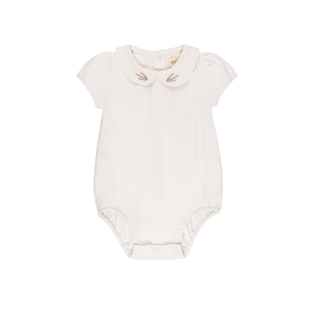 EMBOIDERED COLLAR COLLECTION-ROMPER-Ivory Heather