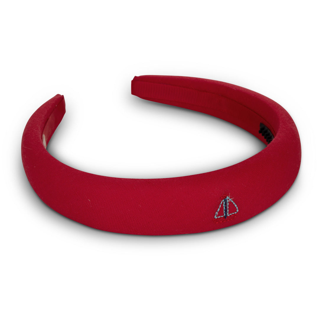 25S-Sailboat embroidered headband-Red