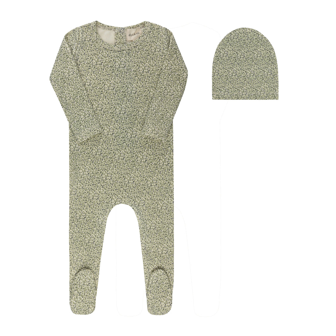 AW26-0044-FB Liberty / Berry Collection Footie + Hat  boy - Ivory Boy
