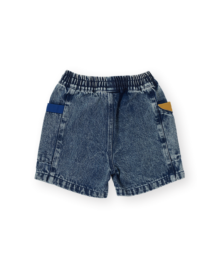 COLOUR BLOCK VINTAGE DENIM SHORTS