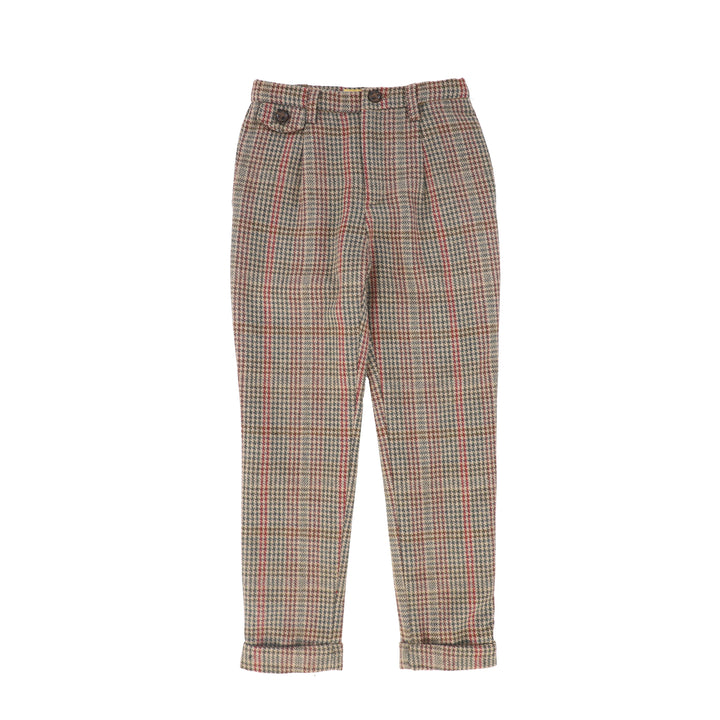 C-30108 Houndstooth Wool Pants - Olive