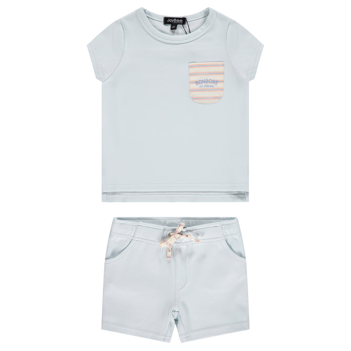 30887-Bonbon Pocket Tee and Shorts Set-Country Blue