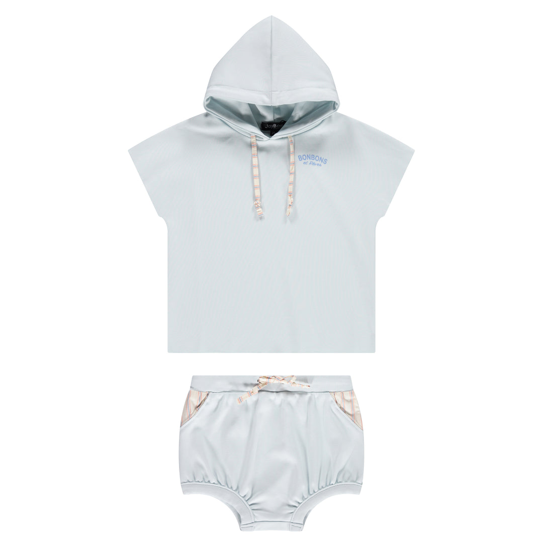 30891-Raw Edge Hoodie and Bloomer Set-Country Blue