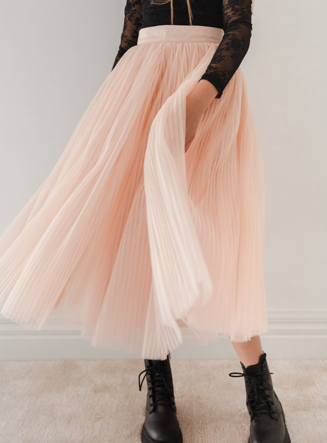 3093-Pleated Tulle Full Skirt