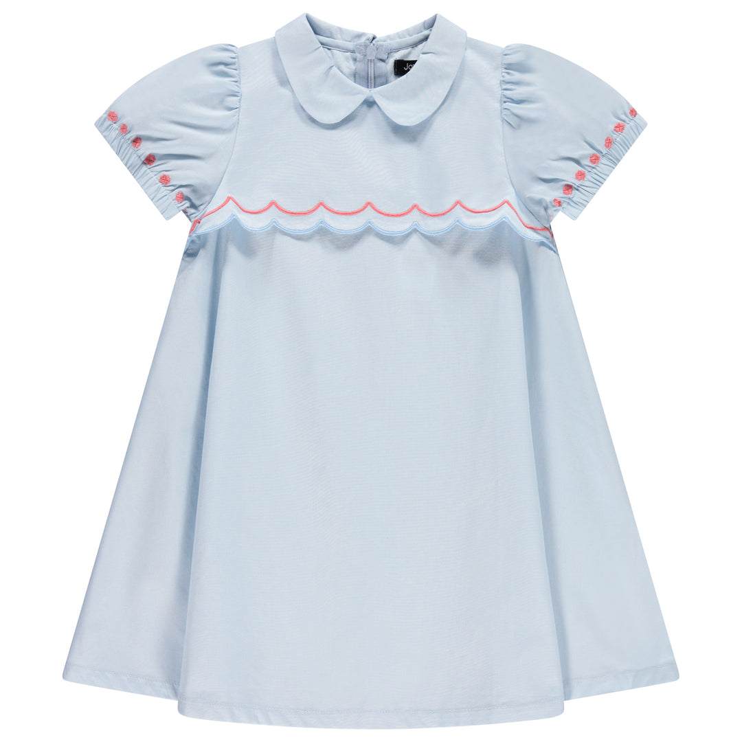 30947-Scalloped Bib s/s Dress-French Blue