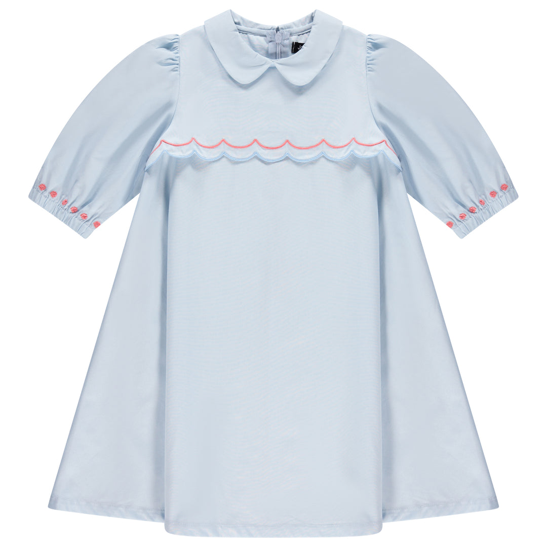 30948-Scalloped Bib Dress-French Blue