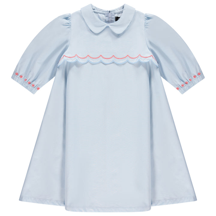 30948-Scalloped Bib Dress-French Blue