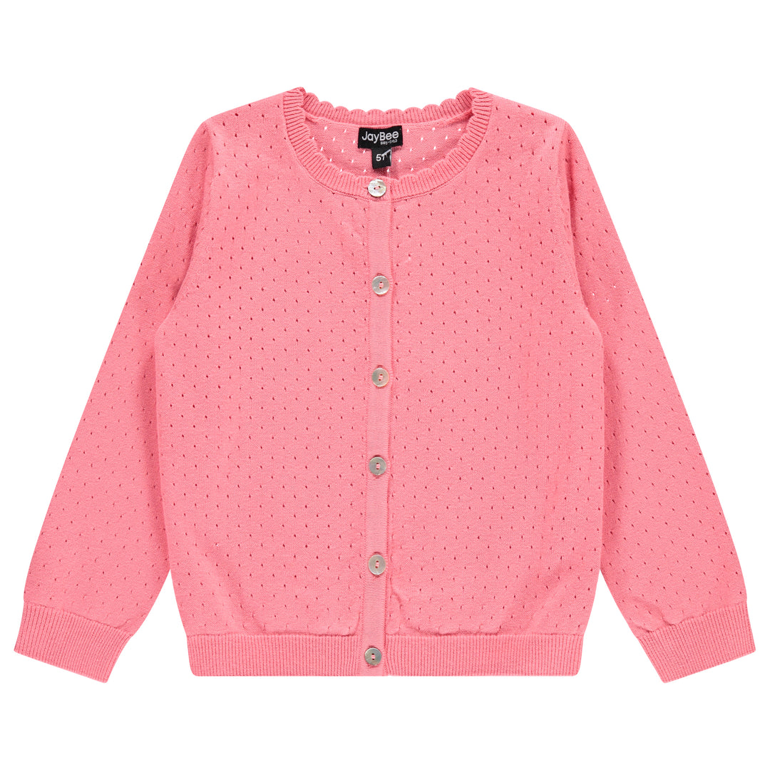30950-Pointelle Cardigan-Coral