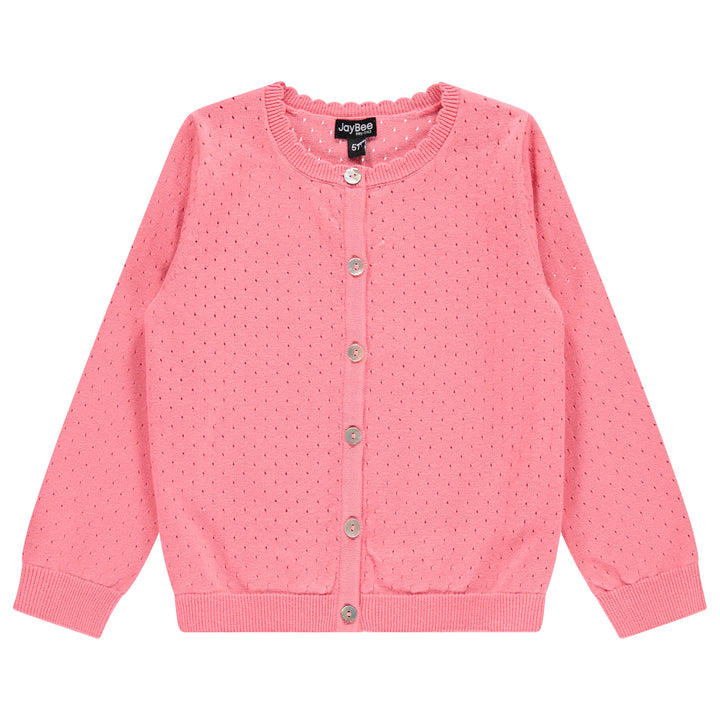 30950-Pointelle Cardigan-Coral