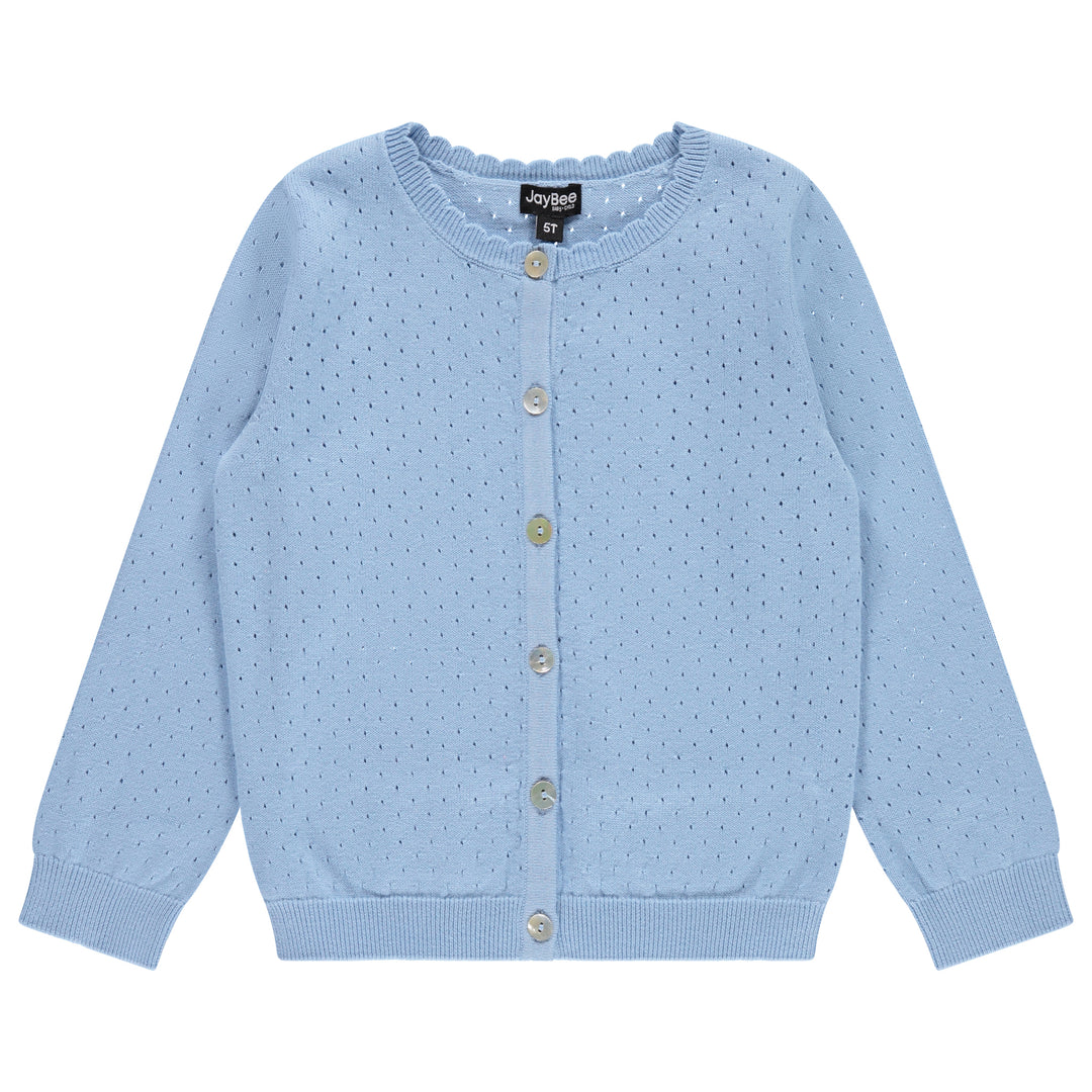 30950-Pointelle Cardigan-French Blue