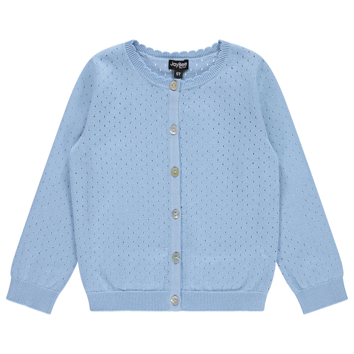 30950-Pointelle Cardigan-French Blue
