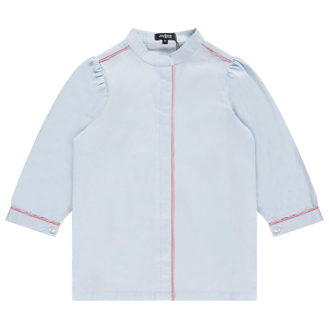 30951-Scallop Trim Blouse and Skirt Set-French Blue