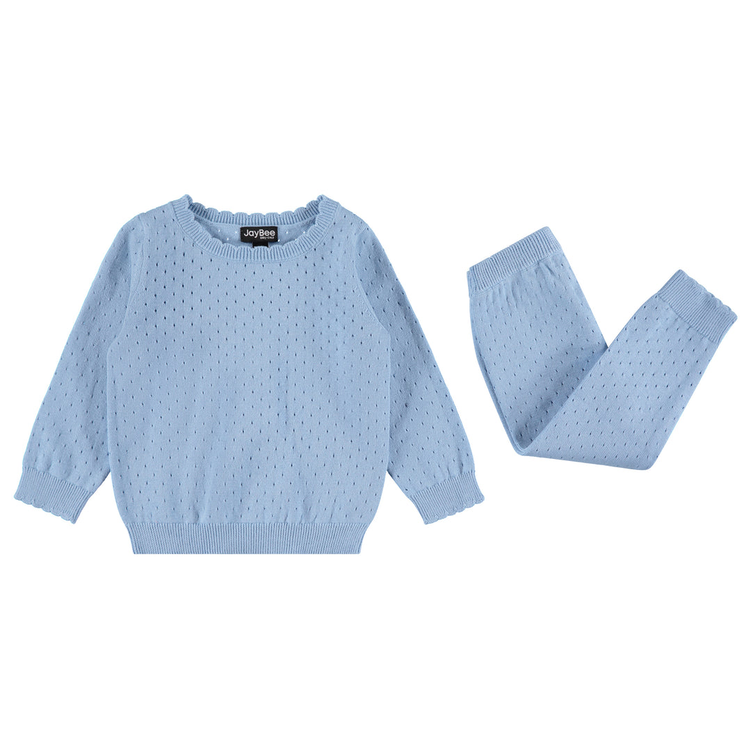 30963-Pointelle Sweater Set-French Blue