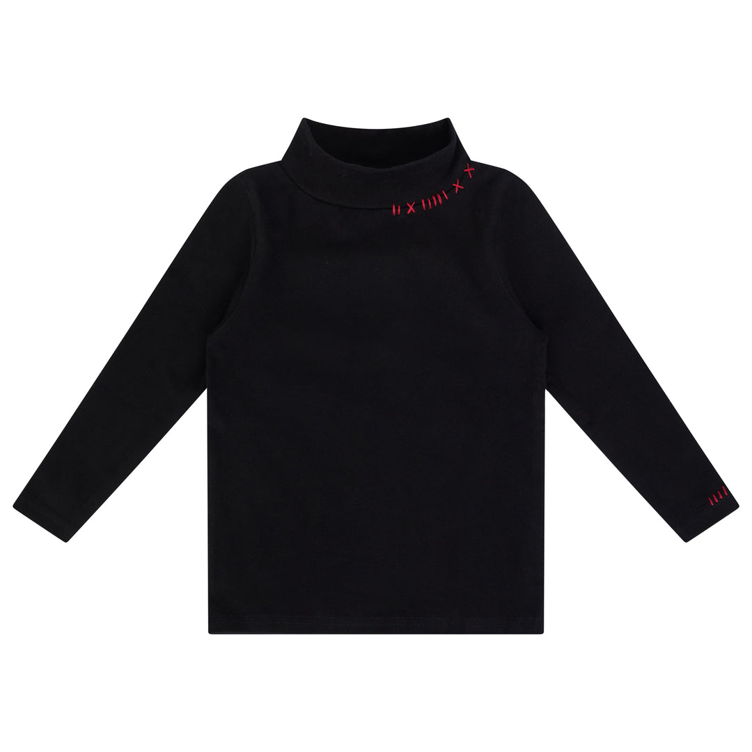 31024 Stitch Mock Neck - Black/Red