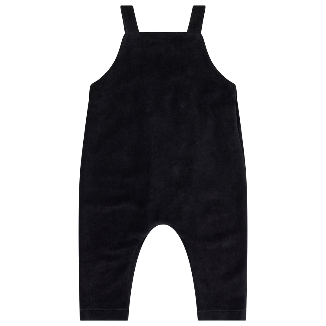 31093 Velour Pinafore Overalls - Black