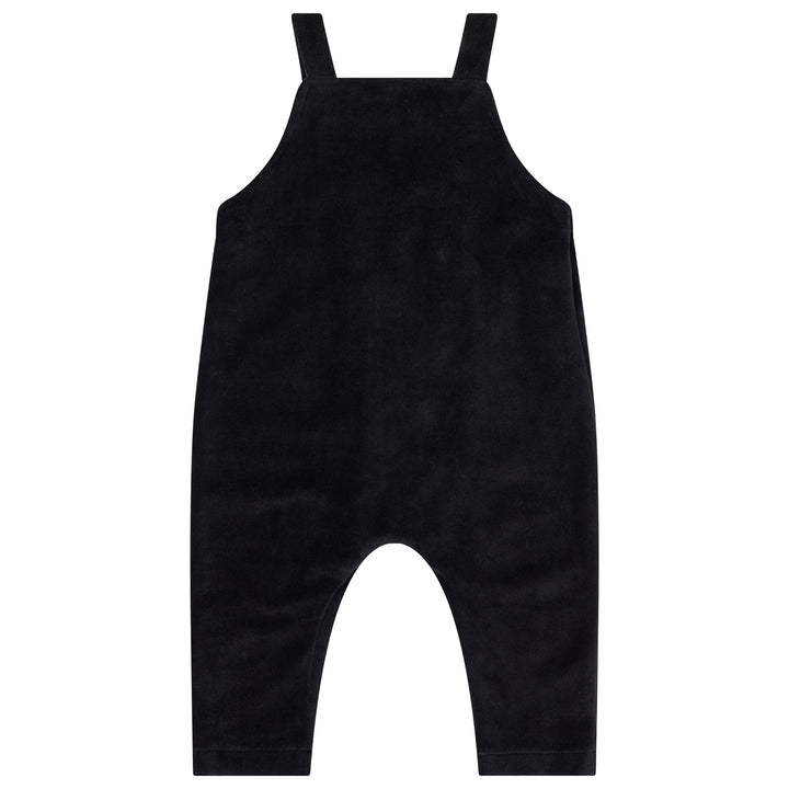 31093 Velour Pinafore Overalls - Black